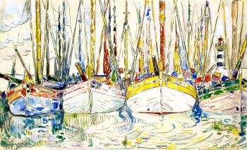 (image for) Handmade oil painting Copy paintings of famous artists Paul Signac's painting, The Tuna Boats, Groix